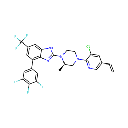 C=Cc1cnc(N2CCN(c3nc4c(-c5cc(F)c(F)c(F)c5)cc(C(F)(F)F)cc4[nH]3)[C@H](C)C2)c(Cl)c1 ZINC000038157607