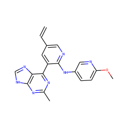 C=Cc1cnc(Nc2ccc(OC)nc2)c(-c2nc(C)nc3[nH]cnc23)c1 ZINC000113149564