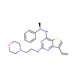 C=Cc1csc2c(N[C@H](C)c3ccccc3)nc(NCCN3CCOCC3)nc12 ZINC000068267246