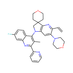 C=Cc1nc2c(cc1N1CCOCC1)N(c1c(C)c(-c3ccccn3)nc3cc(F)ccc13)CC21CCOCC1 ZINC000118093731