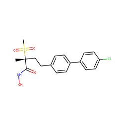 C[C@@](CCc1ccc(-c2ccc(Cl)cc2)cc1)(C(=O)NO)S(C)(=O)=O ZINC000068266898