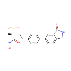 C[C@@](CCc1ccc(-c2ccc3c(c2)C(=O)NC3)cc1)(C(=O)NO)S(C)(=O)=O ZINC000169708223