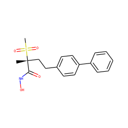 C[C@@](CCc1ccc(-c2ccccc2)cc1)(C(=O)NO)S(C)(=O)=O ZINC000073311685