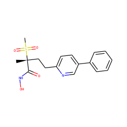 C[C@@](CCc1ccc(-c2ccccc2)cn1)(C(=O)NO)S(C)(=O)=O ZINC000084618638