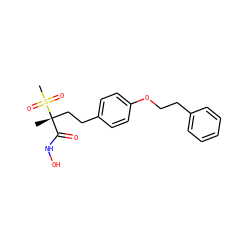 C[C@@](CCc1ccc(OCCc2ccccc2)cc1)(C(=O)NO)S(C)(=O)=O ZINC000169686508