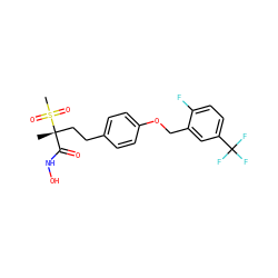 C[C@@](CCc1ccc(OCc2cc(C(F)(F)F)ccc2F)cc1)(C(=O)NO)S(C)(=O)=O ZINC000169686526