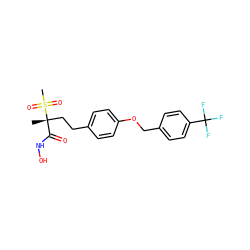 C[C@@](CCc1ccc(OCc2ccc(C(F)(F)F)cc2)cc1)(C(=O)NO)S(C)(=O)=O ZINC000169686568