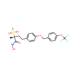 C[C@@](CCc1ccc(OCc2ccc(OC(F)(F)F)cc2)cc1)(C(=O)NO)S(C)(=O)=O ZINC000169686544