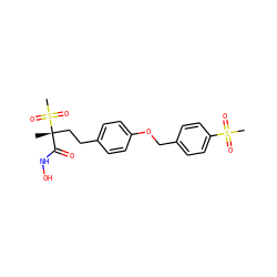 C[C@@](CCc1ccc(OCc2ccc(S(C)(=O)=O)cc2)cc1)(C(=O)NO)S(C)(=O)=O ZINC000169686584