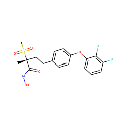 C[C@@](CCc1ccc(Oc2cccc(F)c2F)cc1)(C(=O)NO)S(C)(=O)=O ZINC000169686458