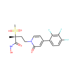 C[C@@](CCn1ccc(-c2ccc(F)c(F)c2F)cc1=O)(C(=O)NO)S(C)(=O)=O ZINC000084633541