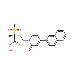 C[C@@](CCn1ccc(-c2ccc3ccccc3c2)cc1=O)(C(=O)NO)S(C)(=O)=O ZINC000084619510