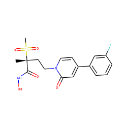 C[C@@](CCn1ccc(-c2cccc(F)c2)cc1=O)(C(=O)NO)S(C)(=O)=O ZINC000084617779
