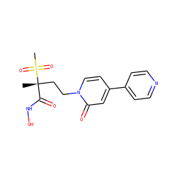C[C@@](CCn1ccc(-c2ccncc2)cc1=O)(C(=O)NO)S(C)(=O)=O ZINC000084619997