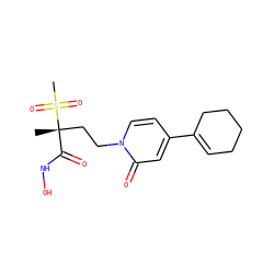 C[C@@](CCn1ccc(C2=CCCCC2)cc1=O)(C(=O)NO)S(C)(=O)=O ZINC000084620134
