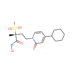 C[C@@](CCn1ccc(C2CCCCC2)cc1=O)(C(=O)NO)S(C)(=O)=O ZINC000084620129