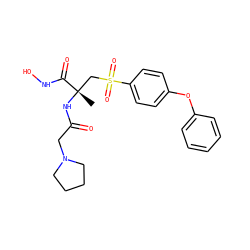 C[C@@](CS(=O)(=O)c1ccc(Oc2ccccc2)cc1)(NC(=O)CN1CCCC1)C(=O)NO ZINC000026648717