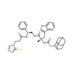 C[C@@](Cc1c[nH]c2ccccc12)(NC(=O)OC1C2CC3CC(C2)CC1C3)C(=O)NC[C@@H](NC(=O)CCn1nnnc1S)c1ccccc1 ZINC000026573626