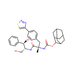 C[C@@](Cc1ccc(-c2csnn2)cc1)(NC(=O)OC1C2CC3CC(C2)CC1C3)C(=O)N[C@H](CO)[C@H](O)c1ccccc1 ZINC000026159265