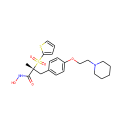 C[C@@](Cc1ccc(OCCN2CCCCC2)cc1)(C(=O)NO)S(=O)(=O)c1cccs1 ZINC000013520944