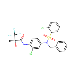 C[C@@](O)(C(=O)Nc1ccc(N(Cc2ccccc2)S(=O)(=O)c2ccccc2Cl)cc1Cl)C(F)(F)F ZINC000049881646