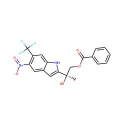 C[C@@](O)(COC(=O)c1ccccc1)c1cc2cc([N+](=O)[O-])c(C(F)(F)F)cc2[nH]1 ZINC000034801514