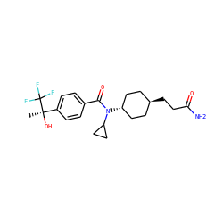 C[C@@](O)(c1ccc(C(=O)N(C2CC2)[C@H]2CC[C@H](CCC(N)=O)CC2)cc1)C(F)(F)F ZINC000102983305