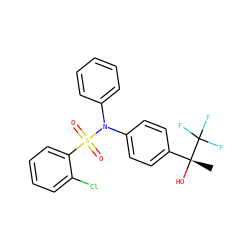 C[C@@](O)(c1ccc(N(c2ccccc2)S(=O)(=O)c2ccccc2Cl)cc1)C(F)(F)F ZINC000084710921