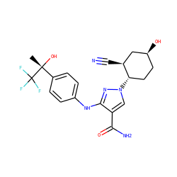 C[C@@](O)(c1ccc(Nc2nn([C@H]3CC[C@H](O)C[C@@H]3C#N)cc2C(N)=O)cc1)C(F)(F)F ZINC000205018347
