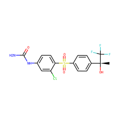 C[C@@](O)(c1ccc(S(=O)(=O)c2ccc(NC(N)=O)cc2Cl)cc1)C(F)(F)F ZINC000064559373