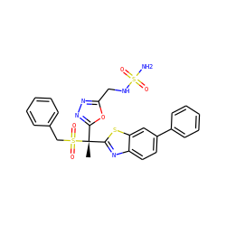 C[C@@](c1nnc(CNS(N)(=O)=O)o1)(c1nc2ccc(-c3ccccc3)cc2s1)S(=O)(=O)Cc1ccccc1 ZINC000219450715