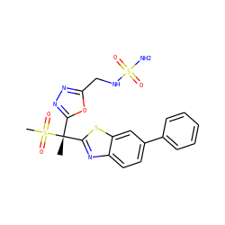 C[C@@](c1nnc(CNS(N)(=O)=O)o1)(c1nc2ccc(-c3ccccc3)cc2s1)S(C)(=O)=O ZINC000216523461