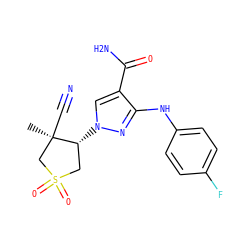 C[C@@]1(C#N)CS(=O)(=O)C[C@H]1n1cc(C(N)=O)c(Nc2ccc(F)cc2)n1 ZINC000220698374