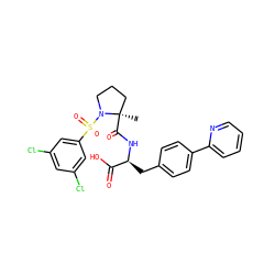 C[C@@]1(C(=O)N[C@@H](Cc2ccc(-c3ccccn3)cc2)C(=O)O)CCCN1S(=O)(=O)c1cc(Cl)cc(Cl)c1 ZINC000026646583