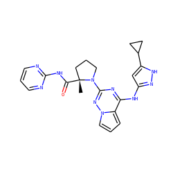 C[C@@]1(C(=O)Nc2ncccn2)CCCN1c1nc(Nc2cc(C3CC3)[nH]n2)c2cccn2n1 ZINC000143248541