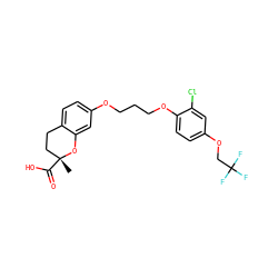 C[C@@]1(C(=O)O)CCc2ccc(OCCCOc3ccc(OCC(F)(F)F)cc3Cl)cc2O1 ZINC000028132639