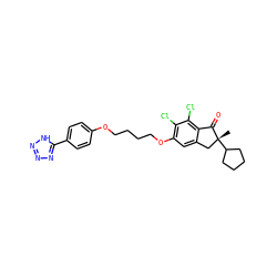 C[C@@]1(C2CCCC2)Cc2cc(OCCCCOc3ccc(-c4nnn[nH]4)cc3)c(Cl)c(Cl)c2C1=O ZINC000028343526