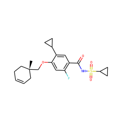 C[C@@]1(COc2cc(F)c(C(=O)NS(=O)(=O)C3CC3)cc2C2CC2)CC=CCC1 ZINC000207165529