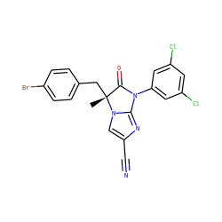 C[C@@]1(Cc2ccc(Br)cc2)C(=O)N(c2cc(Cl)cc(Cl)c2)c2nc(C#N)cn21 ZINC000013584238