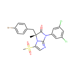 C[C@@]1(Cc2ccc(Br)cc2)C(=O)N(c2cc(Cl)cc(Cl)c2)c2ncc(S(C)(=O)=O)n21 ZINC000003933074