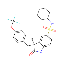 C[C@@]1(Cc2ccc(OC(F)(F)F)cc2)C(=O)Nc2ccc(S(=O)(=O)NC3CCCCC3)cc21 ZINC000061898271