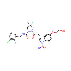 C[C@@]1(F)C[C@@H](C(=O)NCc2cccc(Cl)c2F)N(C(=O)Cc2cn(C(N)=O)c3ccc(OCCO)cc23)C1 ZINC000148270408
