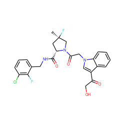 C[C@@]1(F)C[C@@H](C(=O)NCc2cccc(Cl)c2F)N(C(=O)Cn2cc(C(=O)CO)c3ccccc32)C1 ZINC000148028998