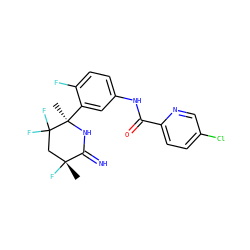 C[C@@]1(F)CC(F)(F)[C@@](C)(c2cc(NC(=O)c3ccc(Cl)cn3)ccc2F)NC1=N ZINC001772608878