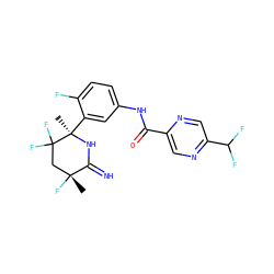 C[C@@]1(F)CC(F)(F)[C@@](C)(c2cc(NC(=O)c3cnc(C(F)F)cn3)ccc2F)NC1=N ZINC001772645108