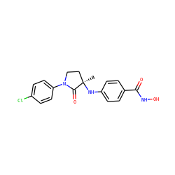 C[C@@]1(Nc2ccc(C(=O)NO)cc2)CCN(c2ccc(Cl)cc2)C1=O ZINC000169075726