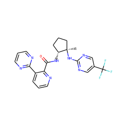C[C@@]1(Nc2ncc(C(F)(F)F)cn2)CCC[C@H]1NC(=O)c1ncccc1-c1ncccn1 ZINC001772590140