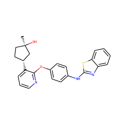 C[C@@]1(O)CC[C@@H](c2cccnc2Oc2ccc(Nc3nc4ccccc4s3)cc2)C1 ZINC000139163604