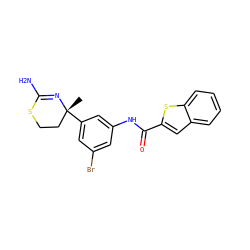 C[C@@]1(c2cc(Br)cc(NC(=O)c3cc4ccccc4s3)c2)CCSC(N)=N1 ZINC000169686897