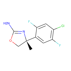 C[C@@]1(c2cc(F)c(Cl)cc2F)COC(N)=N1 ZINC000169698863